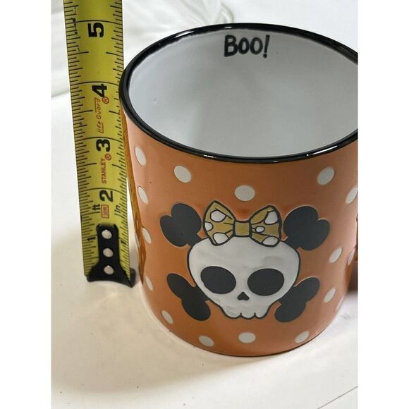 Halloween Cofee Tea Mug Cup Skull Crossbones Hair Bow Large BOO Spectrum Desi - Picture 5 of 9